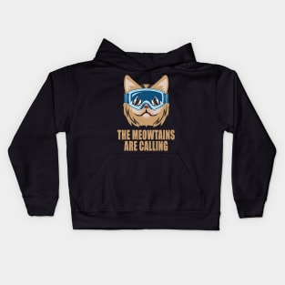 Meowtains Are Calling Cats Mountains Cat Lover Kids Hoodie